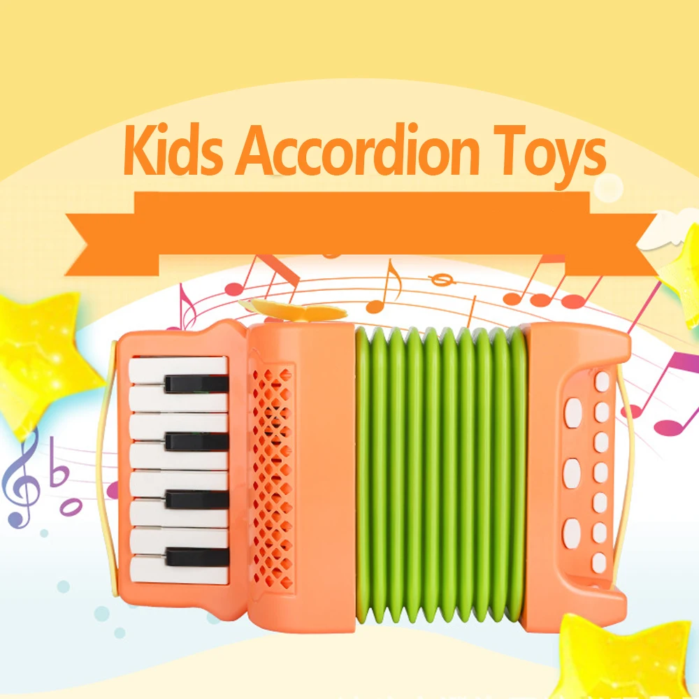 Kids Accordion Toy 10 Keys 8 Bass Accordions Musical Instrument Educational Toys Gifts for Toddlers Beginners Boys Girls