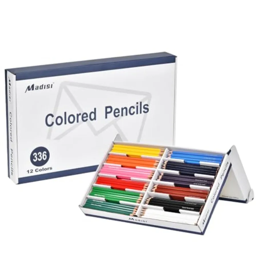 Colored Pencils Bulk - Pre-Sharpened - 12 Assorted Colors - Bulk pack