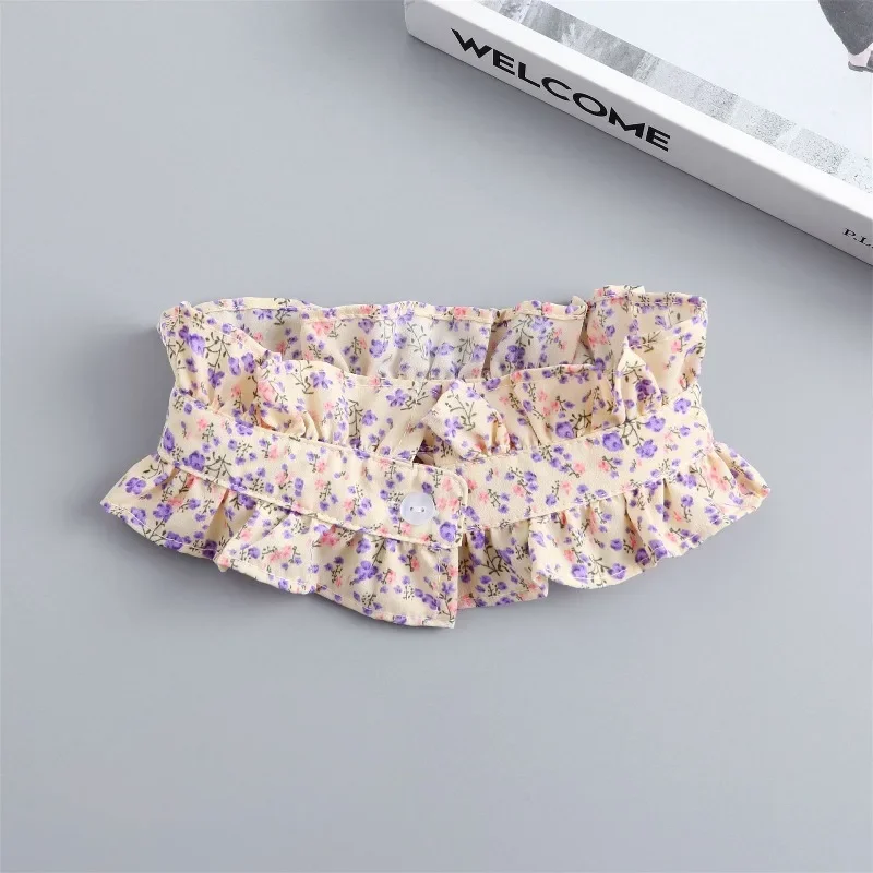 Женская плиссированная блузка с рюшами и съемным воротником, рубашка с воротником-стойкой, декоративное колье с рюшами на шее, аксессуар для одежды