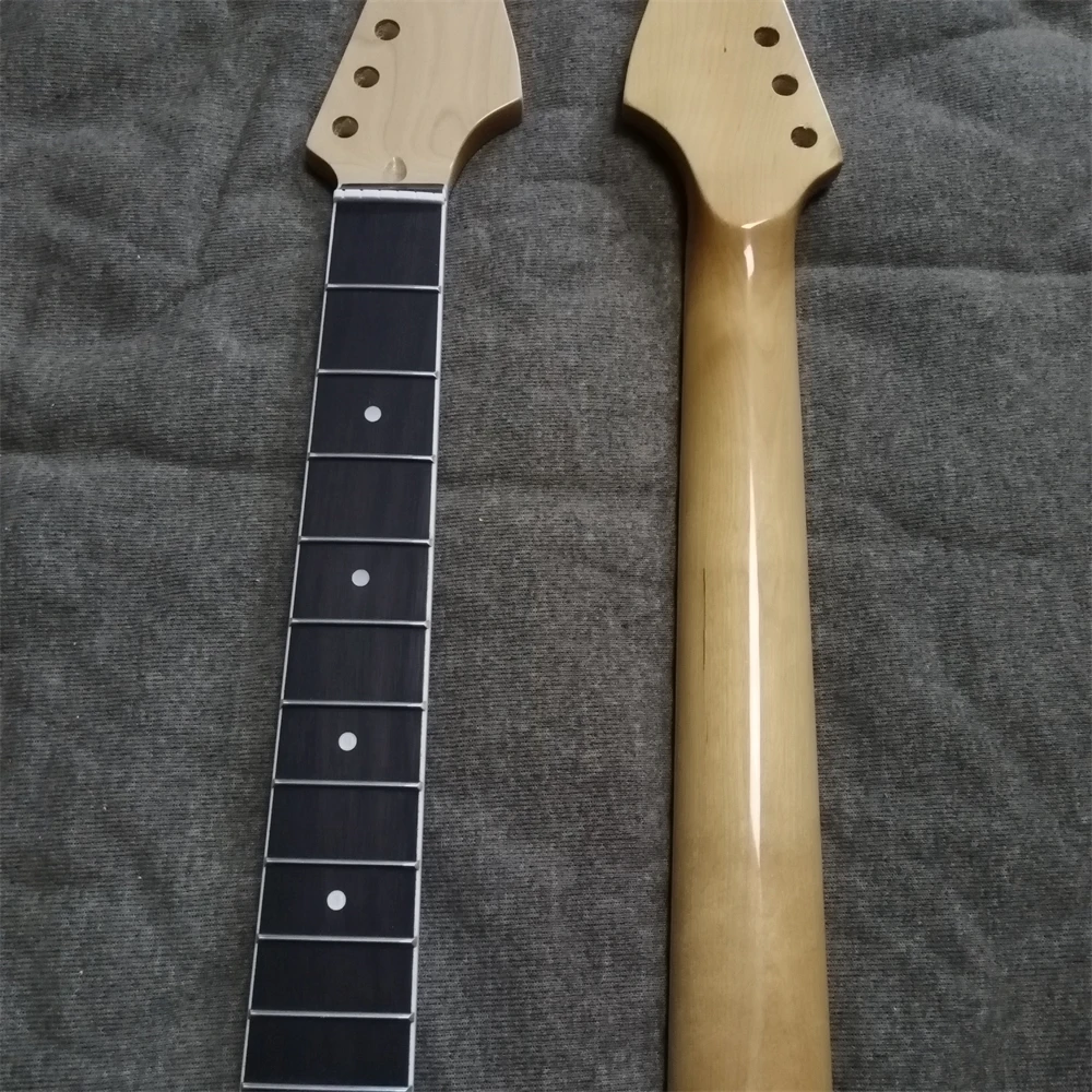 White Binding 22 Frets Maple Electric Guitar Neck Rosewood Fretboard Glossy Paint Wood Color Guitar Parts Accessories