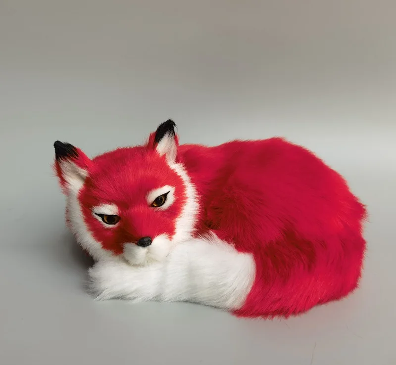 Simulation Fox Model Real Life Sizes - White Yellow Red Black Plastic Fur Gift 19x8cm Approximate Size XF2853