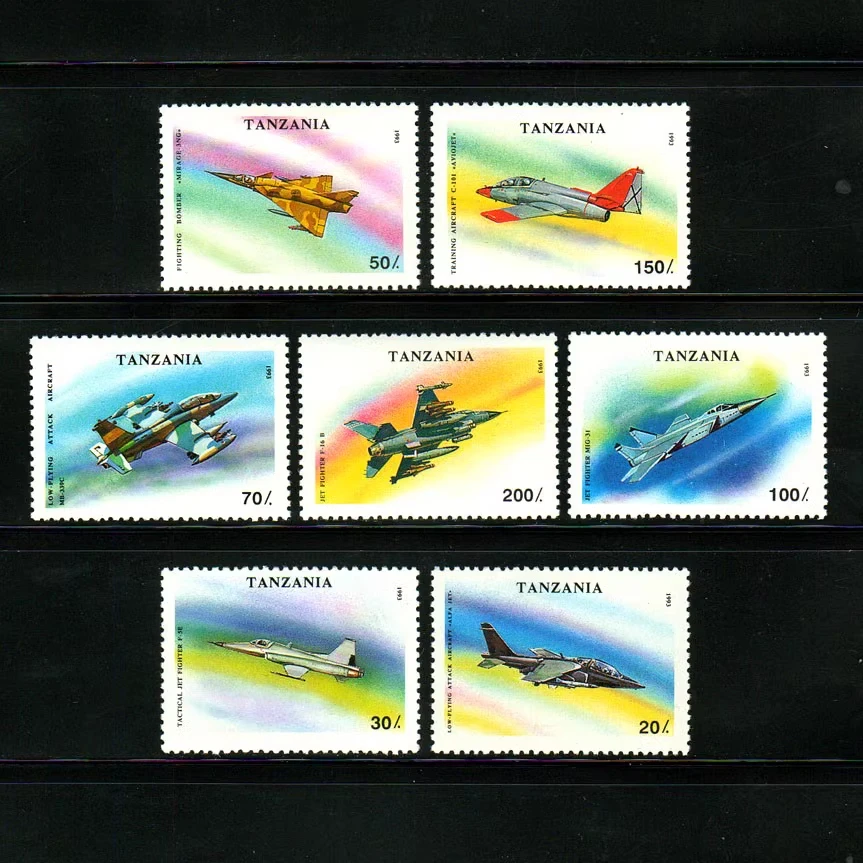 7 шт./компл. штамп новой Танзании 1993 года, штампы для истребителя самолетов MNH