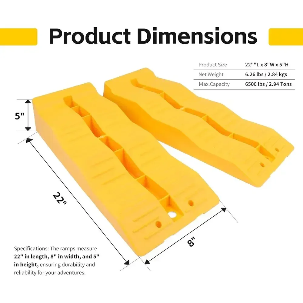 50939 3-Steps RV Leveling Ramps Yellow Camper & Trailer - Set of 2 Wheel Chocks