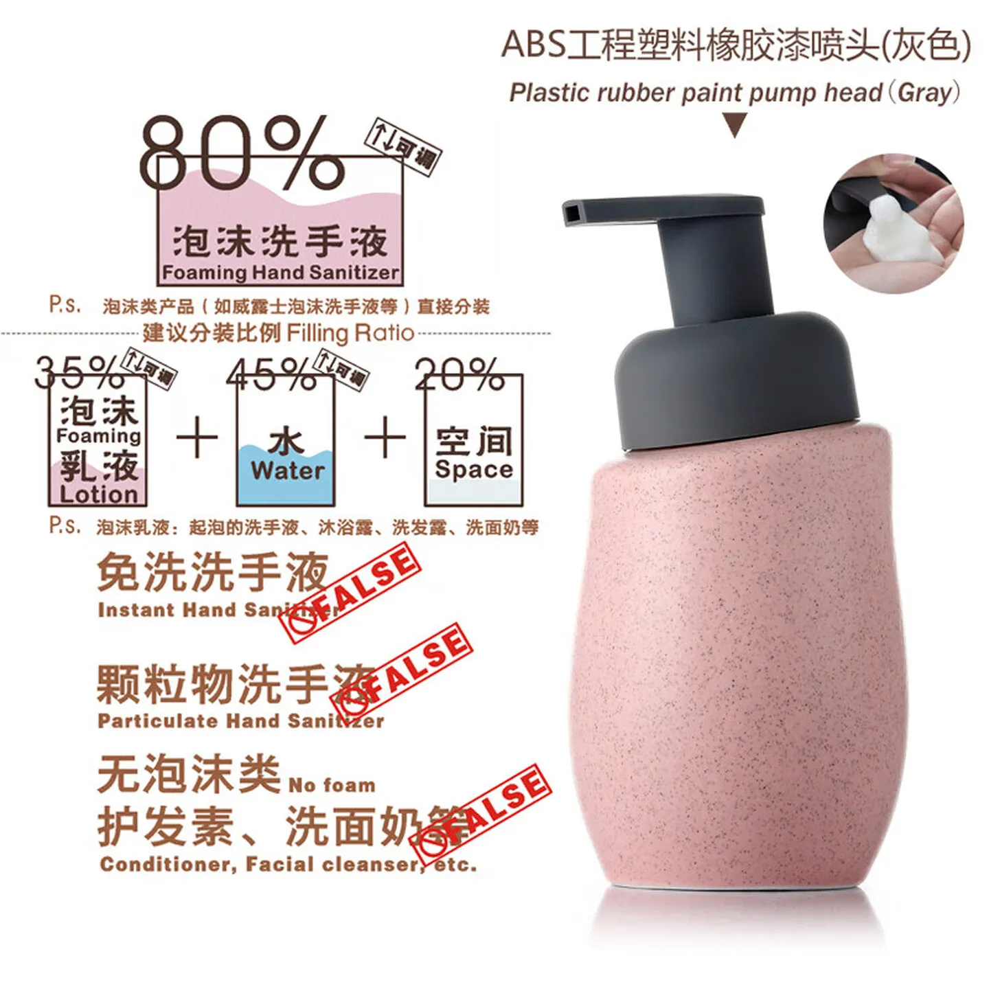 Ceramic household soap dispenser Kitchen sink Mousse foam Shampoo Body wash Hand sanitizer Press aerator Empty bottle