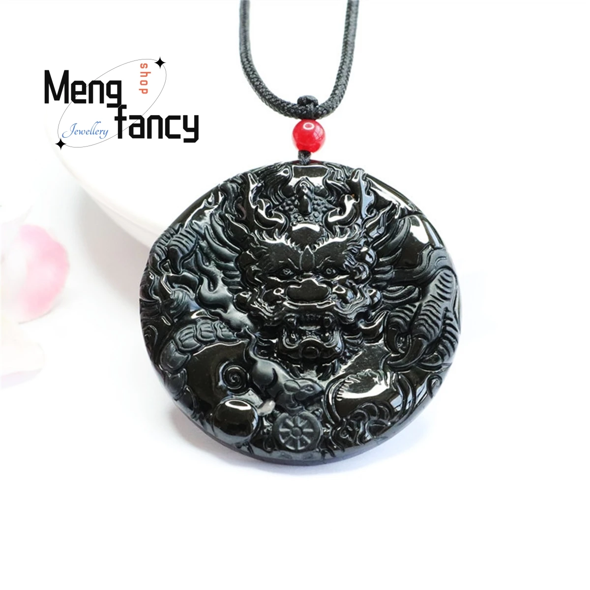 

Natural Ink Jade Round Zodiac Dragon Brand Pendant Simple Personalized Fashion Versatile Retro Ethnic Style Men Women Jewelry