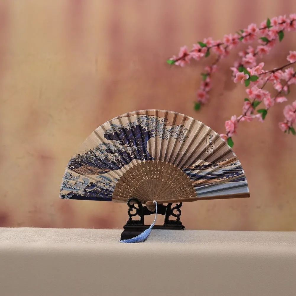 Silk Fabric Folding Fan for Wedding Functions Portrait Photography Festival Attire and Contemporary Interior Design