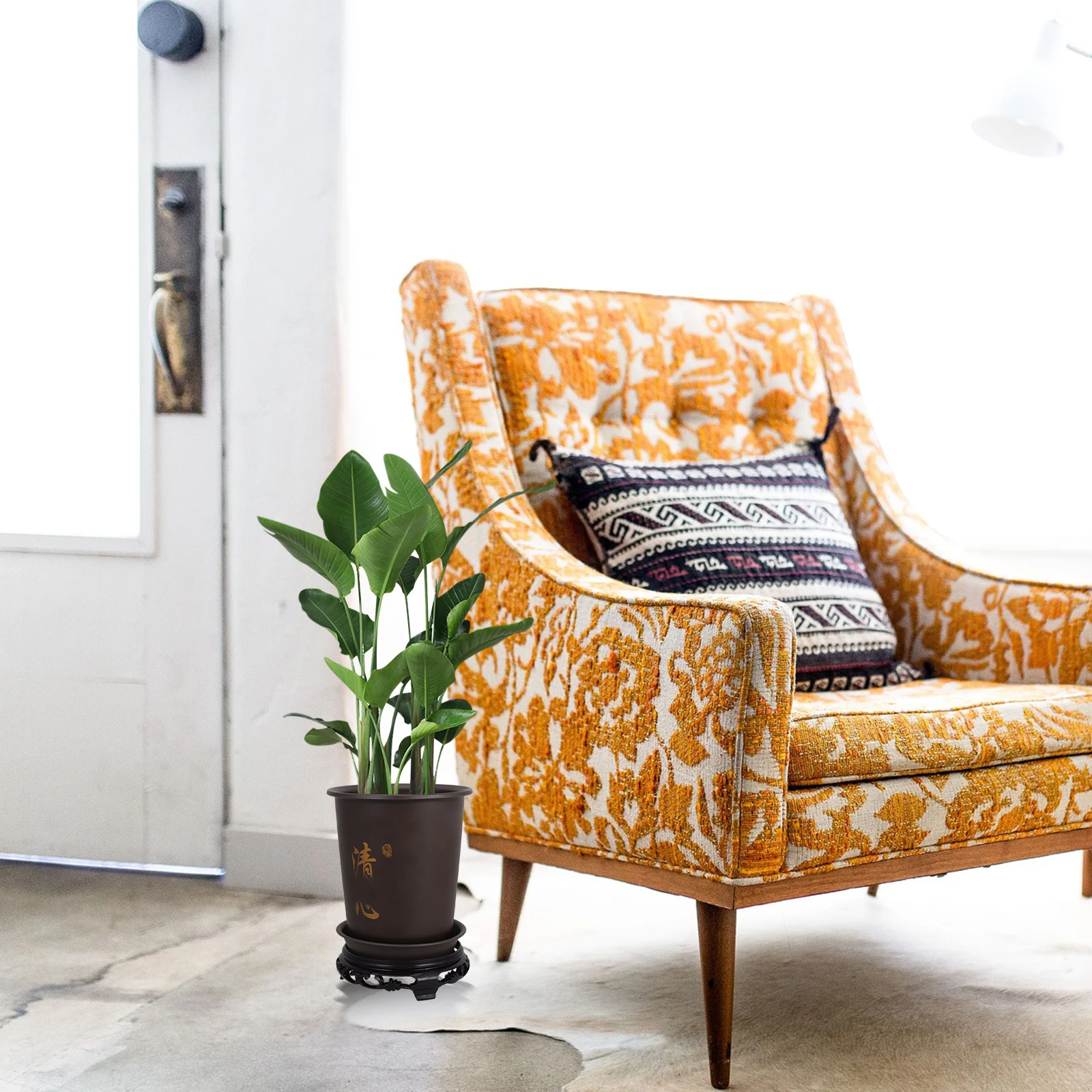 

1 set 1 Set Bonsai Pot With Tray Plastic Flower Storage Pot Gardening Flowerpot For Orchid Planting Indoor Green Plant Container