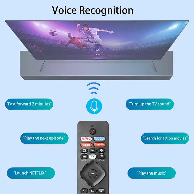 NH800UP RF402A-V14 Voice Remote Control For Philips Android TV 32PFL5505 43PFL5604 43PFL5704 43PFL5766 50PFL5604 50PFL5766