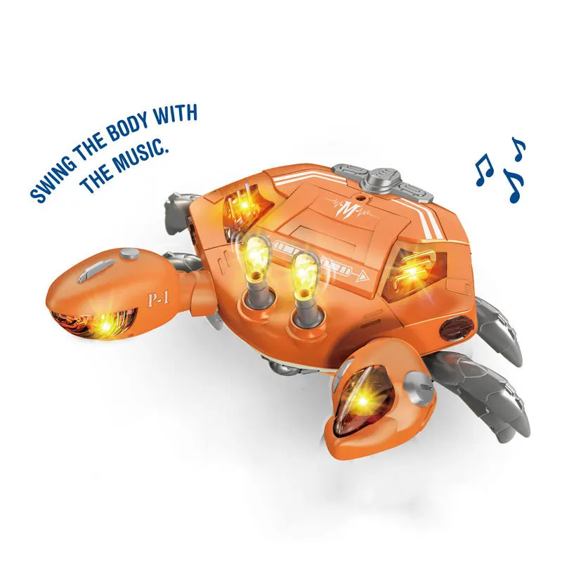 Novo caranguejo elétrico crawl brinquedos com luzes música caranguejo crianças interativo caranguejo mecânico engraçado andando dança brinquedos