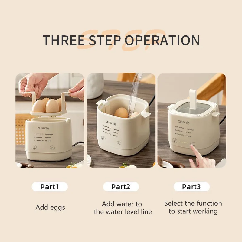 6 in 1 Egg Steamer Automatic Power off Egg Steamer Breakfast Artifact Touch Screen Design Smart Electric Egg Cooker