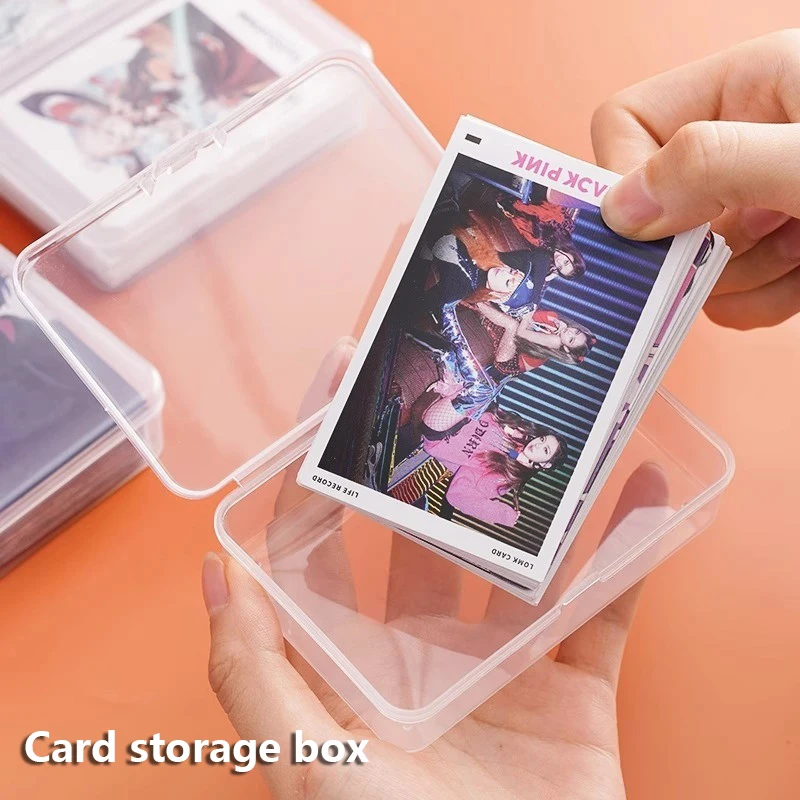 1pcs Rectangular Card Storage Box With Lid Plastic Transparent Ins Minicard Packing Case Dustproof Jewelry Earrings Container