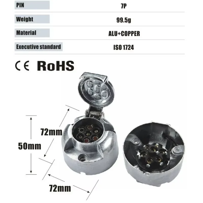 New Arrival 12V 7 Pin Trailer Plug Socket Set Rubber Seal Car Trailer Coupling Connector EU Plug Trailers Accessories