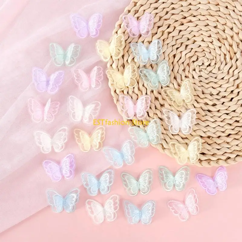 

Y5GC Butterfly Appliques Sew on Organza Patches Butterfly Embroidered Appliques