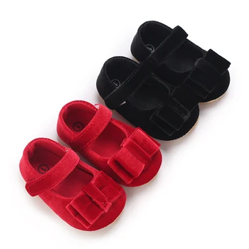 Suefunskry wiosna jesień noworodek dziewczynka antypoślizgowe miękkie podeszwy buty księżniczki czerwony nowy rok świąteczna kokardka buty do chodzenia