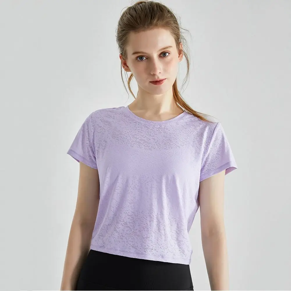 Sportswear Quick-Drying Women Sports T-shirt Loose Mesh Running Short Sleeves Tops Solid Color Split Back Yoga Shirts Summer