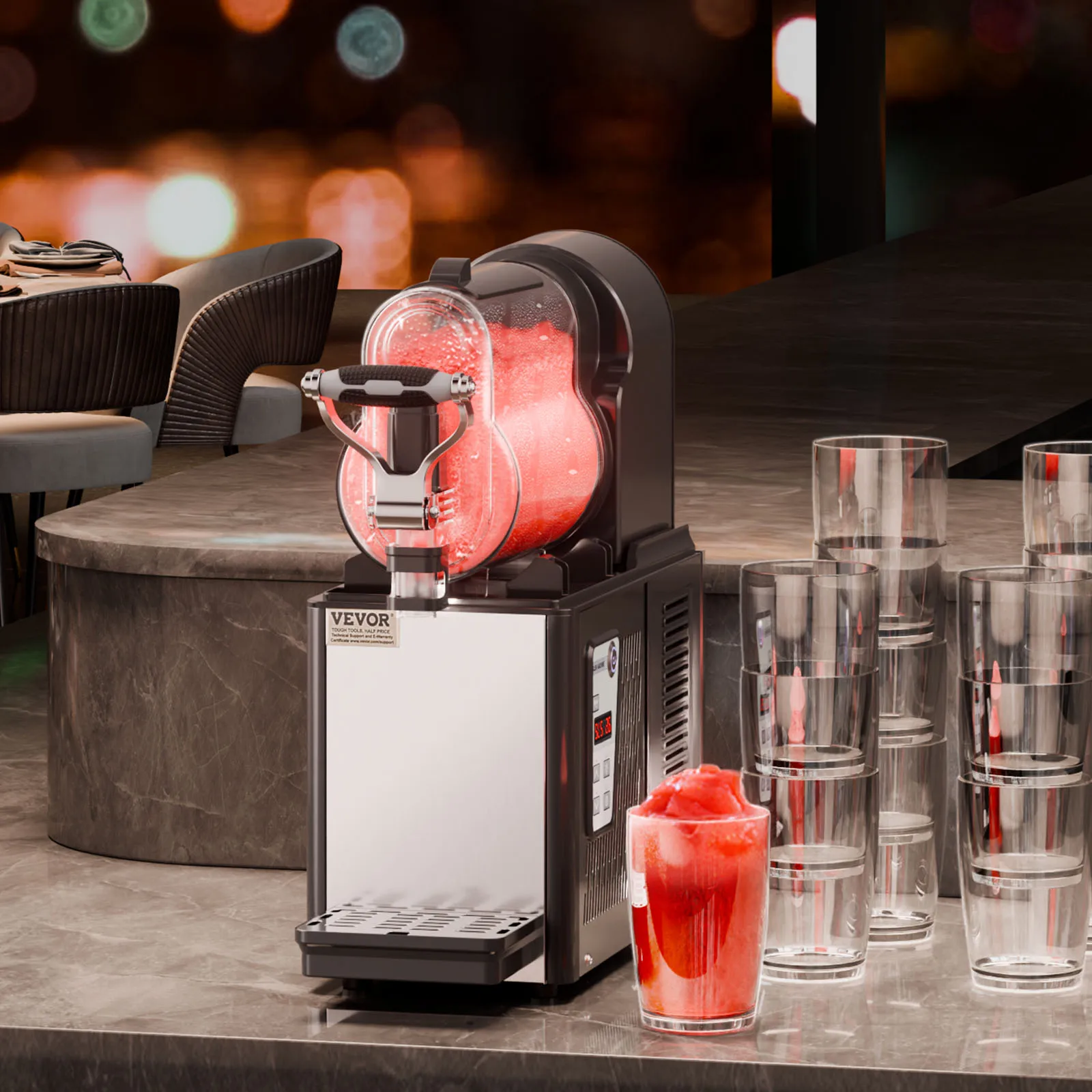 SucceBuy 3L Commercial Slushy Machine Single Tank Frozen Drink Machine Stainless Steel Margarita Smoothie Frozen Drink Maker