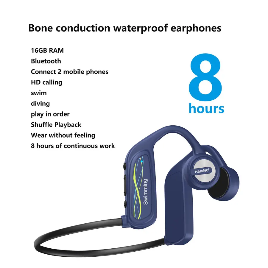 Cho MI Sony Đôi Kết Nối Tai Nghe Không Dây Dẫn Truyền Xương IPX8 Tai Nghe Bơi Mi Ng Chống Nước Mp3 16G Nhạc mi C