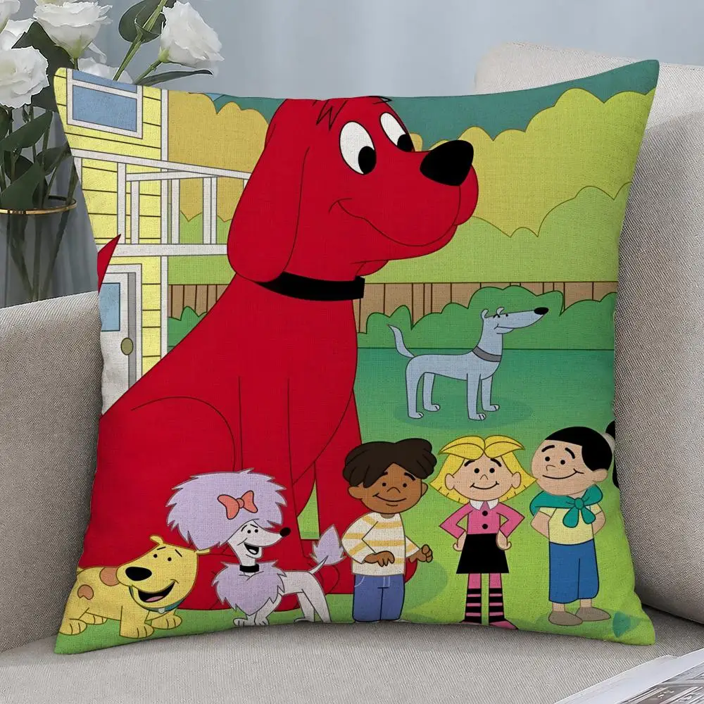 Anime Clifford The Big Red Dog Cushion Cover Cushion Covers Natural Linen Breathable Sofa Bedroom Decor Pillowcase view 6