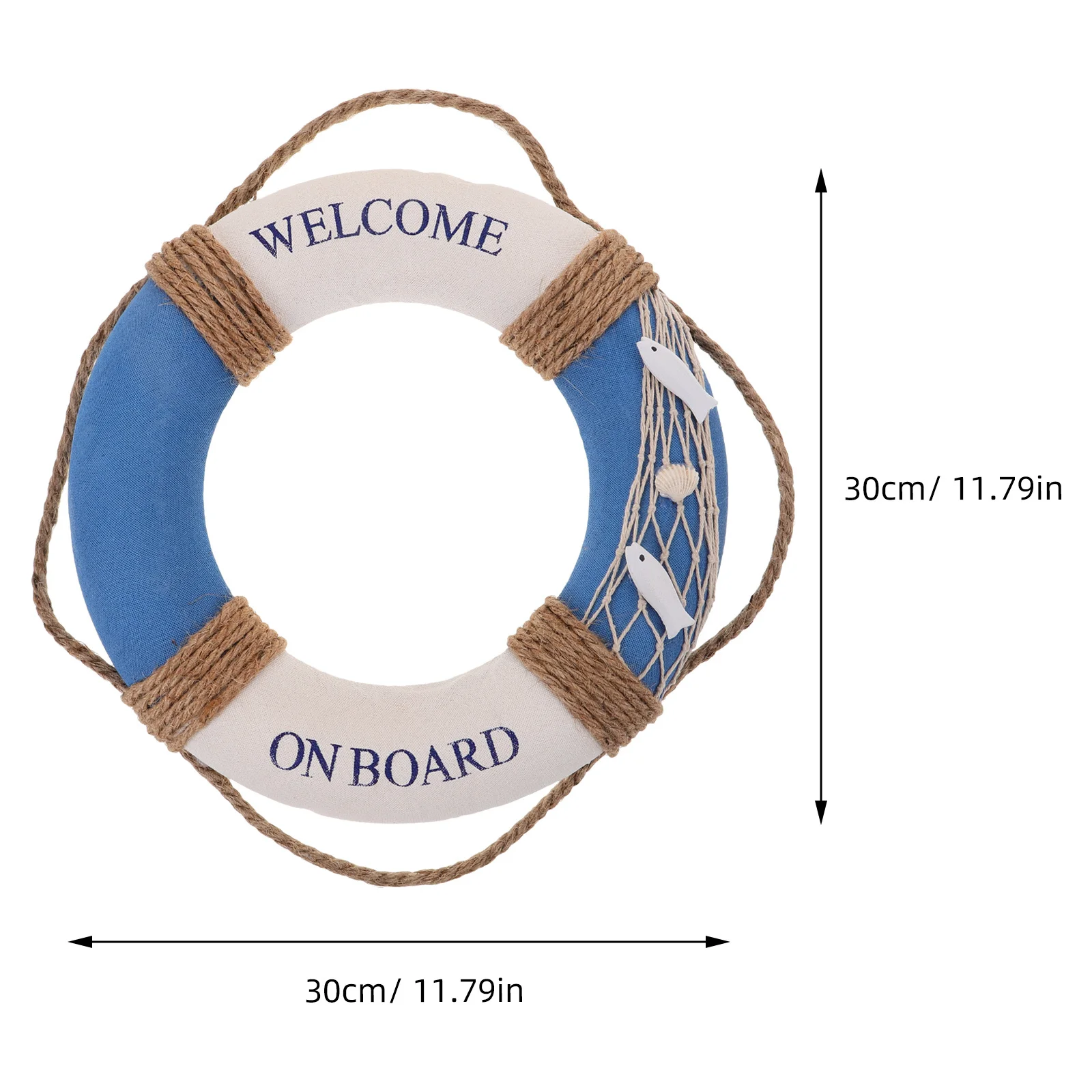 1 قطعة 30 سنتيمتر Lifebuoy ديكور للتعليق على الحائط نمط البحر الأبيض المتوسط للمقهى مطعم بار متجر باب المنزل تسجيل ديكور الأسماك الزرقاء