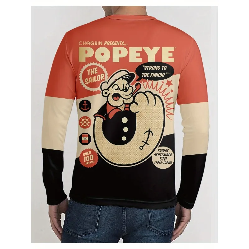 

Daily Casual Sports and Themed Activities, Retro 3D Bold Print Design, Breathable, Quick-drying, Plus-size Long Sleeves