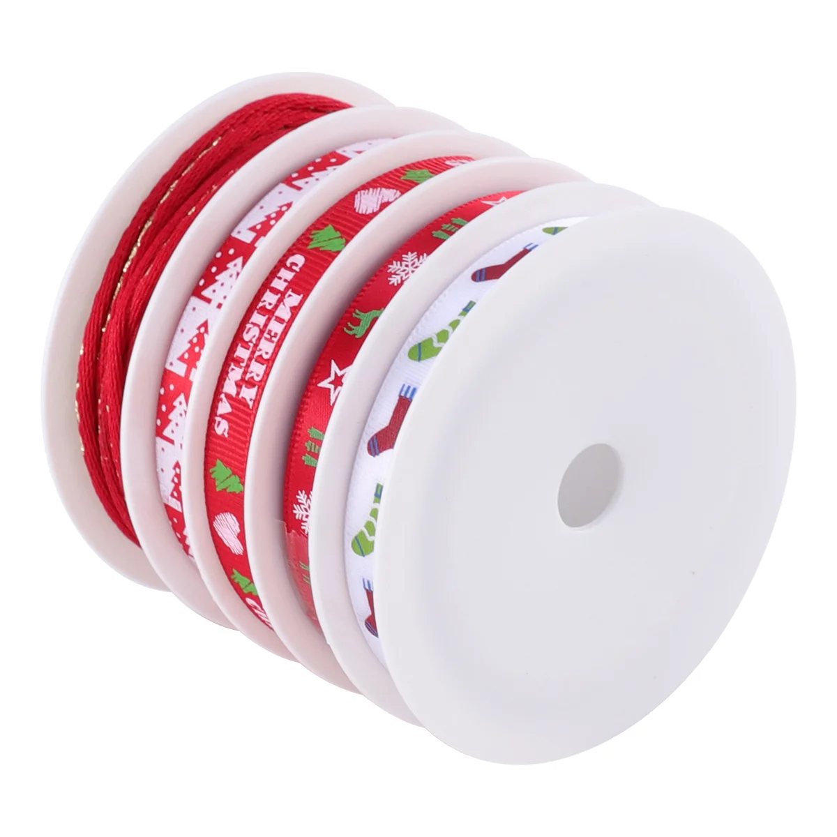 5 Rolls Christmas Ribbon Decor Gift Decoration Band Ornaments Decorative Decorate