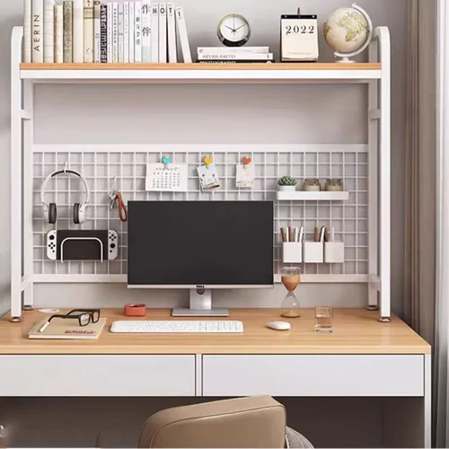 그리드 책꽂이가 있는 책장, 학생 컴퓨터 책상 테이블, 홀 보드 테이블, 나무 선반, 데스크탑 다층 단조 다리미 선반 