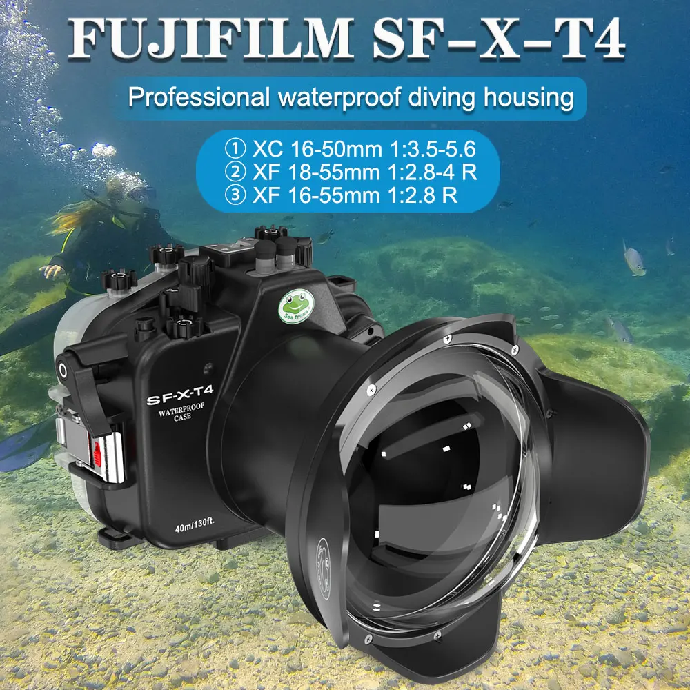 SeaFrogs Waterproof Camera Housing for FUJIFILM X-T4 40m/130ft Underwater Diving Protective Cover