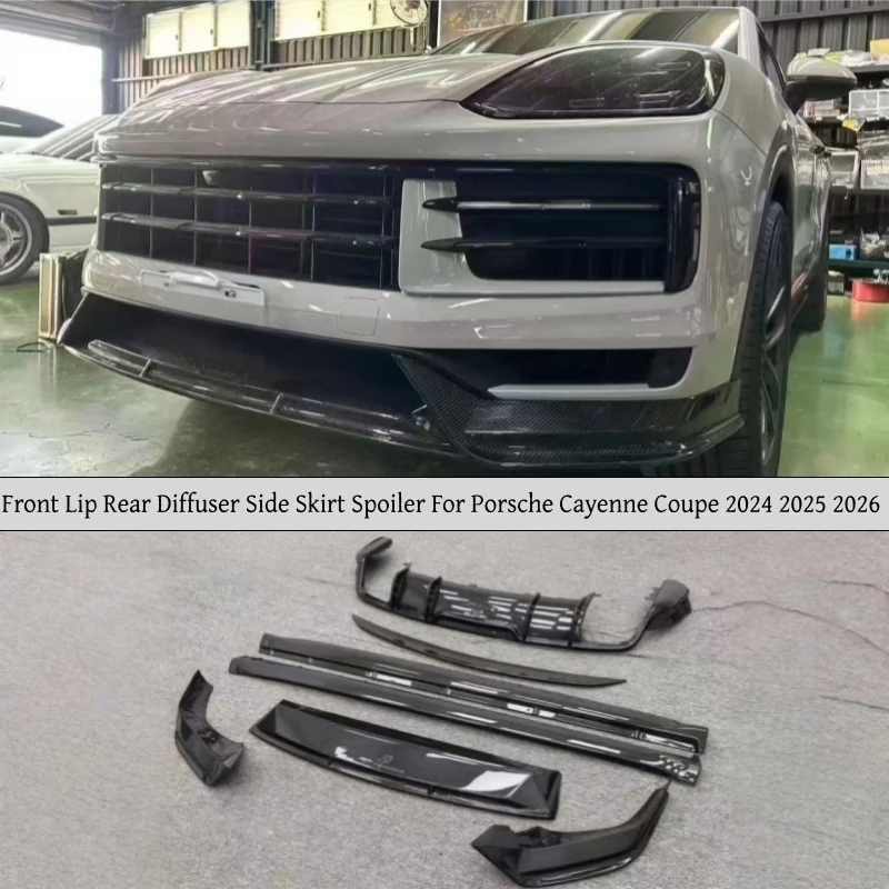 For Porsche Cayenne Coupe 2024 2025 2026 Carbon Fiber Front Lip Rear Diffuser Bumper Side Skirt Spoiler Body Kit Car Accessories