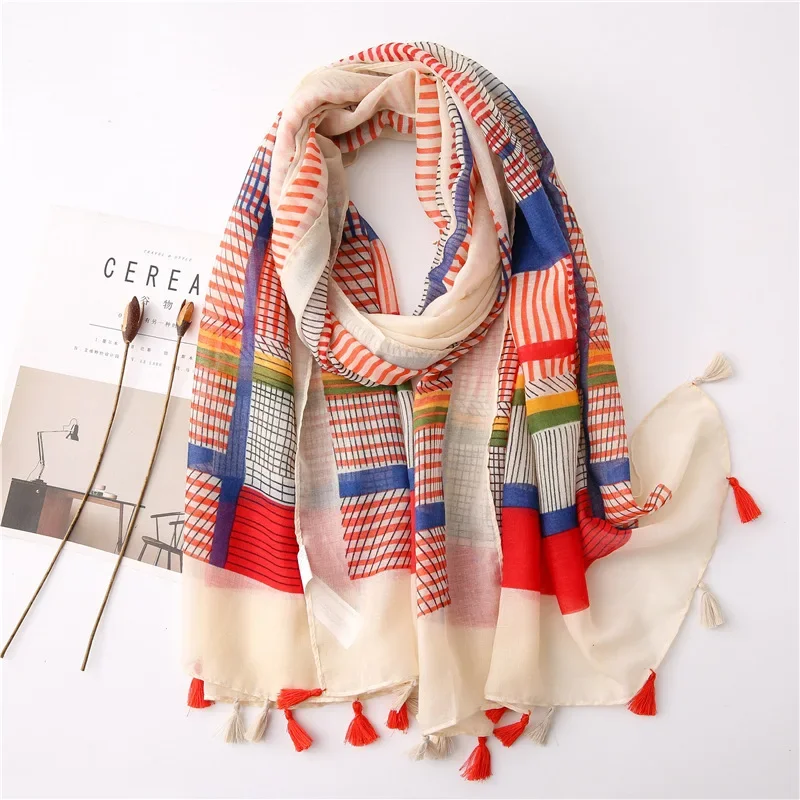 

New Design Brand Women Scarf Fashion Print Cotton Spring Winter Warm Scarves Hijabs Lady Pashmina Foulard Bandana Plaid