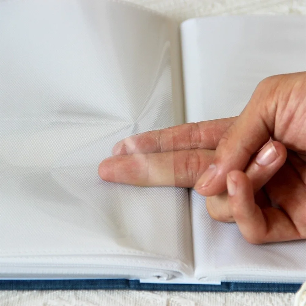 Slip-In Pages Photo Album Linen Cover Plastic Slip-In Pockets Picture Album Elastic Band Closure Vintage Linen Album