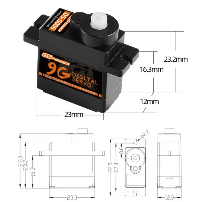 1 Set RC Vliegtuig Robot Auto Boot Kanaalvliegtuig Kleine Servo Motor 9g Plastic Tandwiel Digitale Servo Voor DIY
