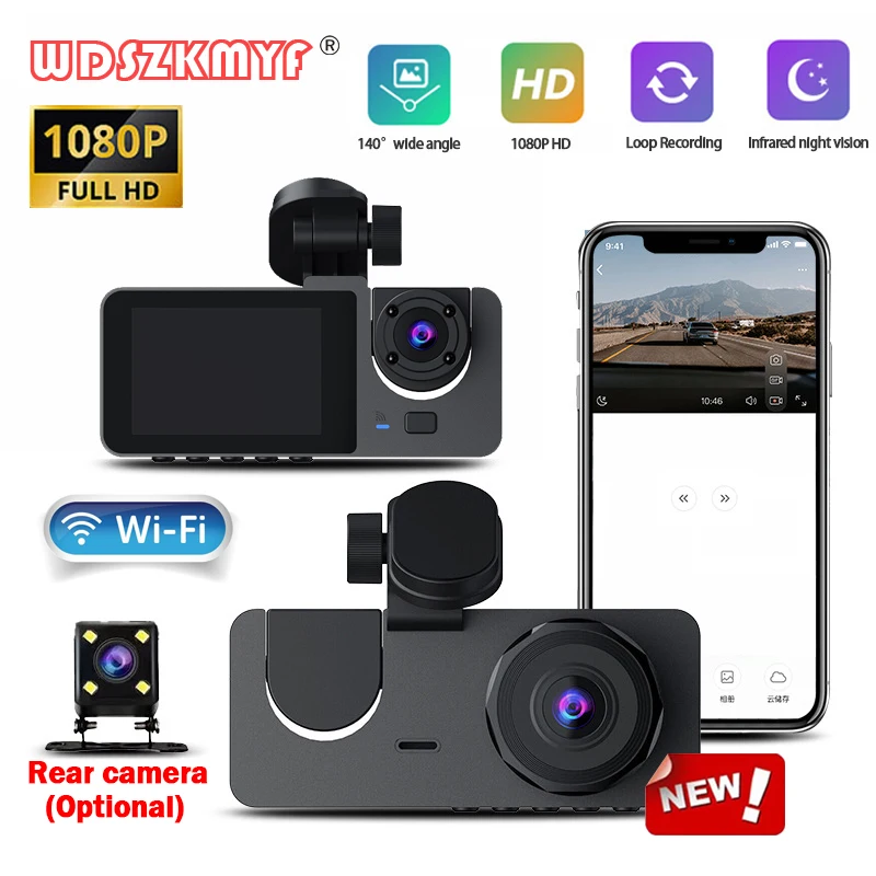 

1080P Dash Cam for Cars WIFI APP 3 Channel Video Recorder Night Vision Rear View Camera for Vehicle Black Box Car Accessories