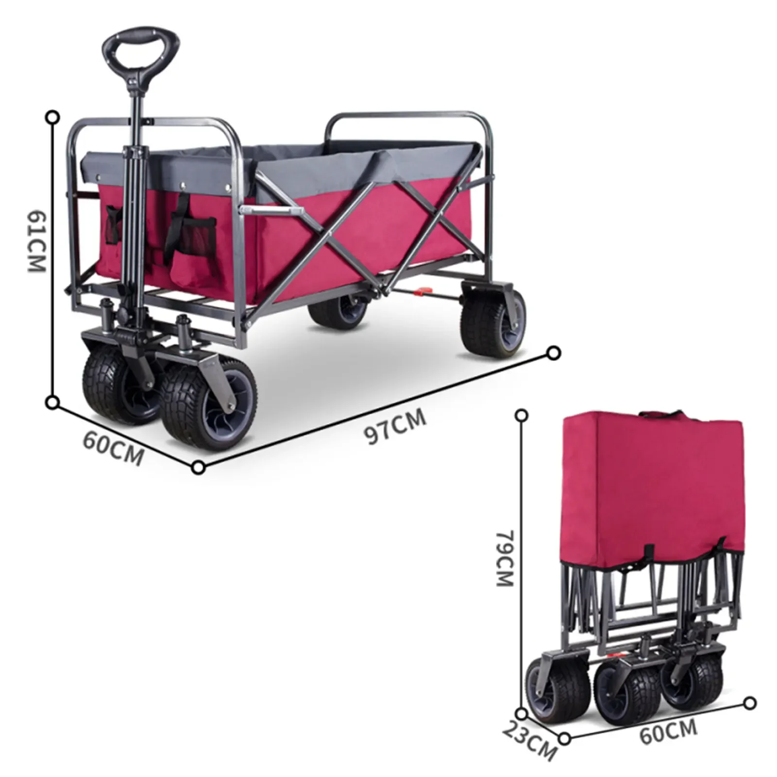 GT2133 Folding Wagon Truck, dobrável Outdoor Camping Wagon, Praia e Areia Sports Shopping