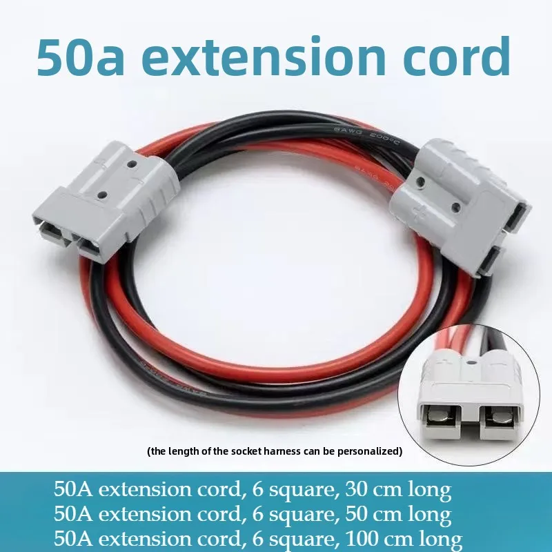

1Pcs 50A Plug For Anderson 6mm2 Double Ended Male Female Docking Plug 30cm/50cm/100cm Battery Charging Extension Cable Connector