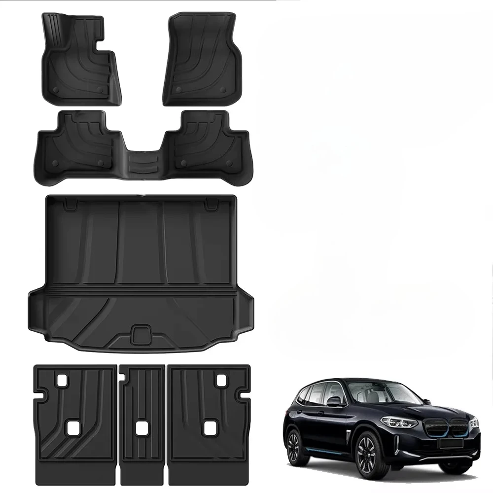 TPE Floor Mats for 2018-2024 BMW X3 & X4 Trunk Cargo Liner All Weather Floor Liner 2nd Row Seatback Protecter Mat