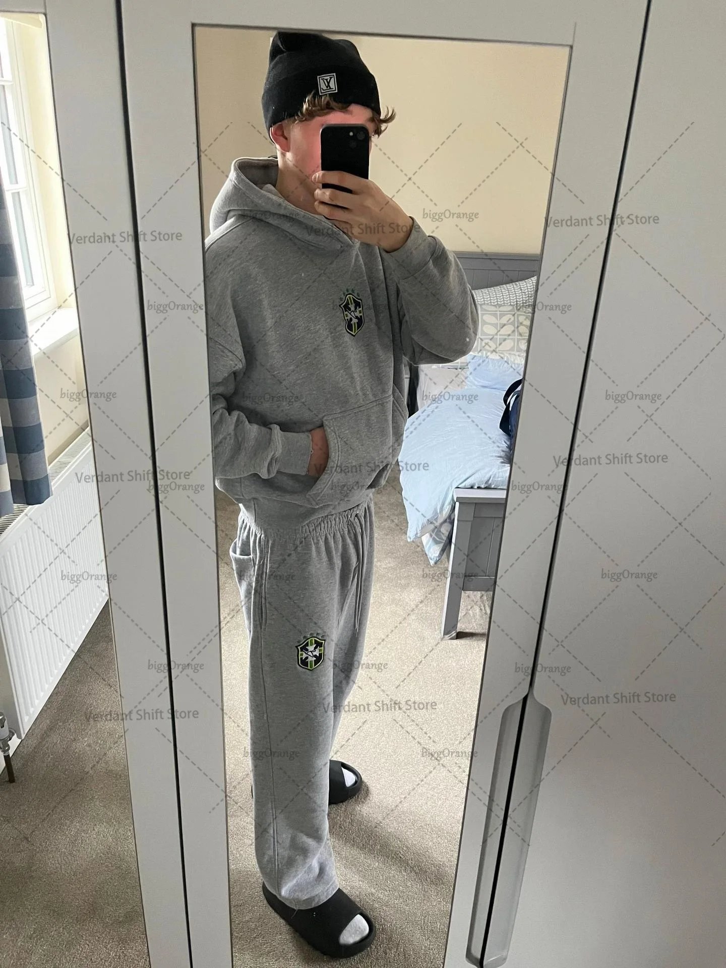 

New Y2K casual loose street hip-hop suit trend Gothic Harajuku personality couple hoodie European and American mix and match set