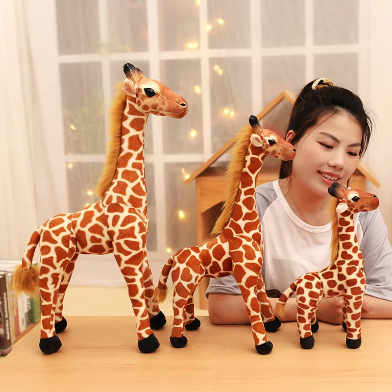 Boneca girafa simulada fofa, animal da floresta da vida real recheado, brinquedo de pelúcia infantil, presente de aniversário e Natal, brinquedo infantil, 30 cm, 48 cm, 60cm