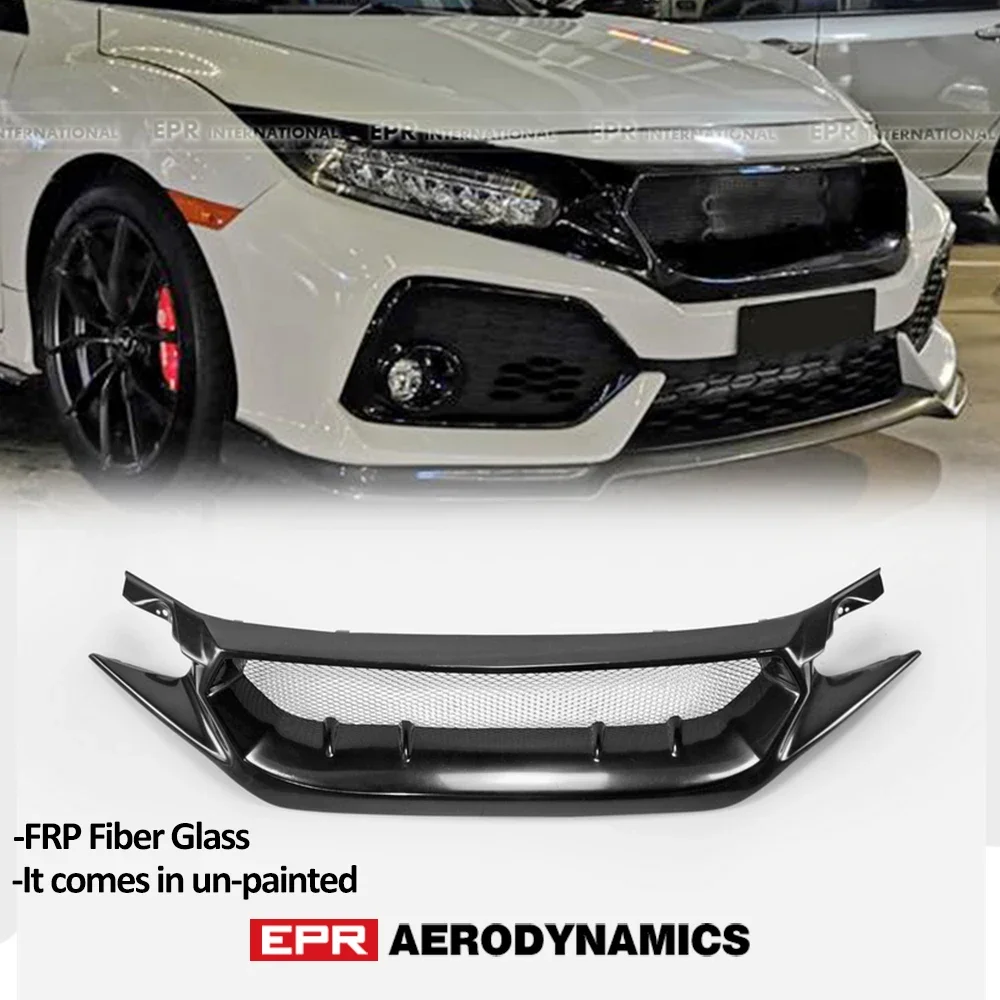 

JS Style FRP Fiber Glass Front Grill Fiberglass Bumper Grille Drift Grills For Honda 2017 On Civic Type R FK8 (also fit FC1 FK7)