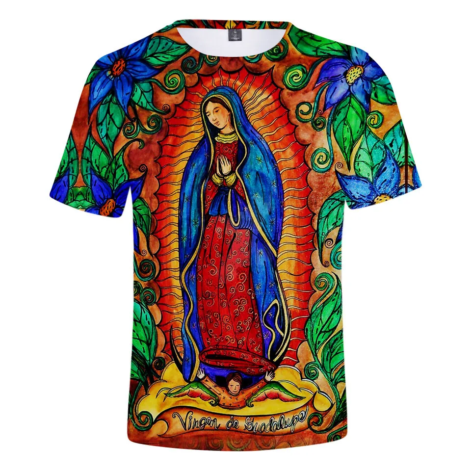 Our Lady Of Guadalupe Virgin Mary Catholic Mexico Top Quality Casual T Shirt Men Summer Baseball T-shirt Harajuku Tshirt Clothes view 4