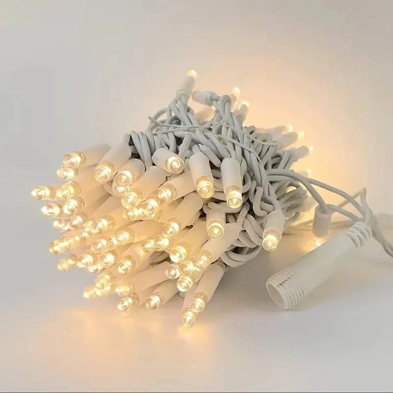 for White Wire Screw Connection  Fairy String Light 10M 100LEDs Warm Light IP65 Plug-in Power Outdoor Decorative Light