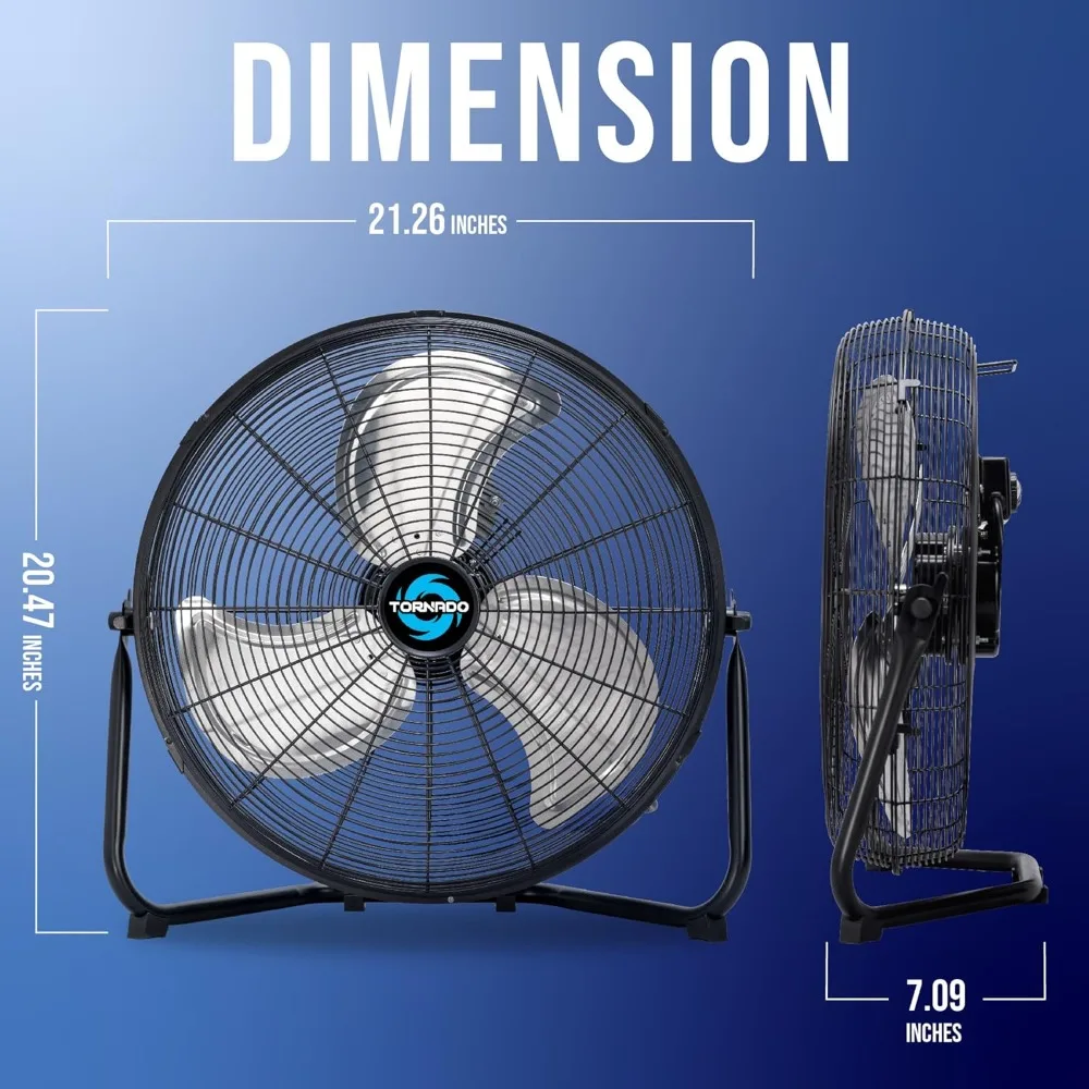 18 Inch High Velocity Metal Floor Fan,3-Speed Powerful Cooling for Industrial,Commercial,and Home Spaces,120°Tilt, 6.0 FT Cord