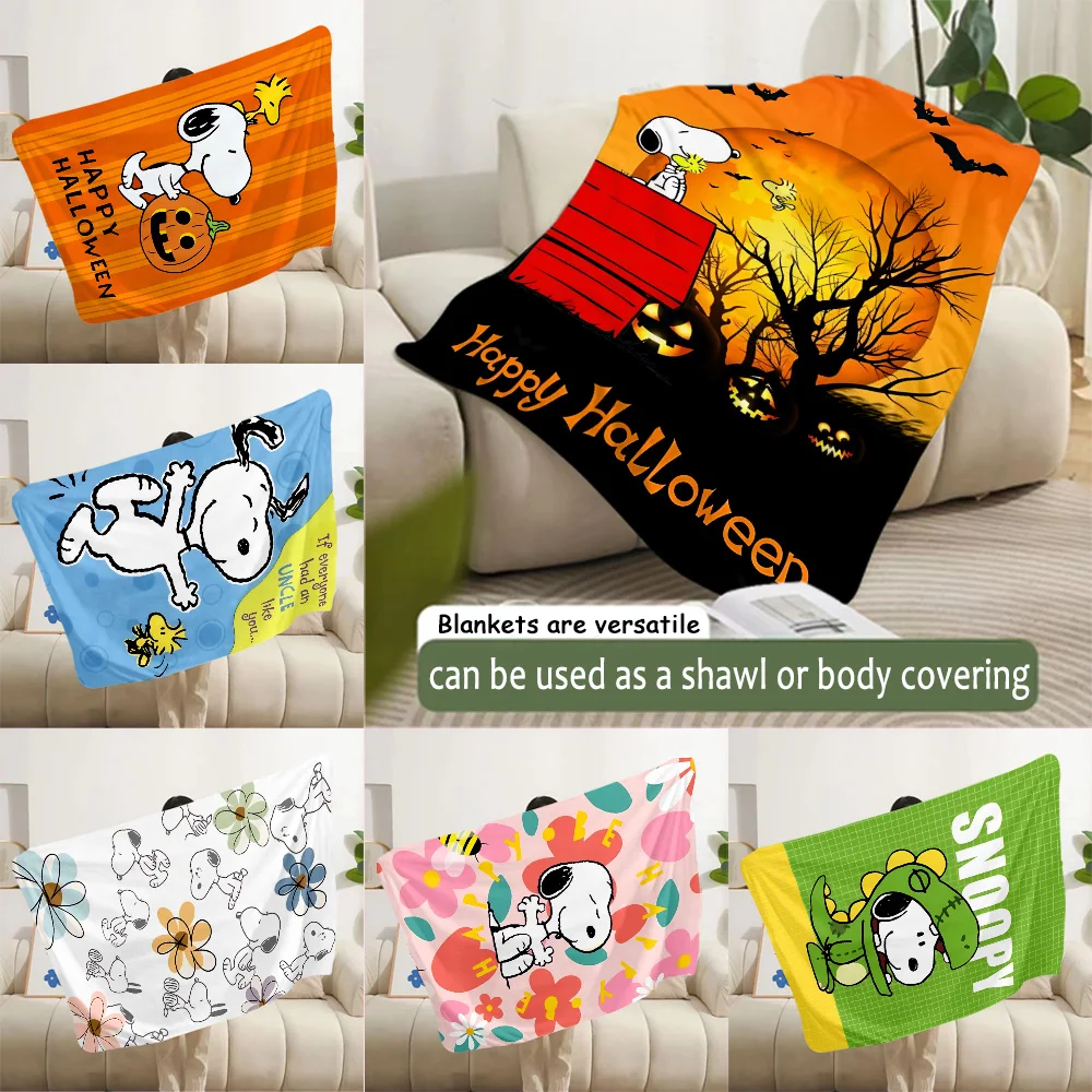 Cartoon Cute Printed Blanket Picnic Blankets Warm Blanket Soft and Comfortable Blanket Home Travel Birthday S-SnoopyS Gift