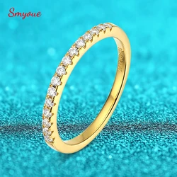 Smyoue Rhodium Plated 0.023cttw Moissanite Stackable Ring for Women 100% 925 Silver Lab Created Diamond Wedding Band 1.5mm Stone