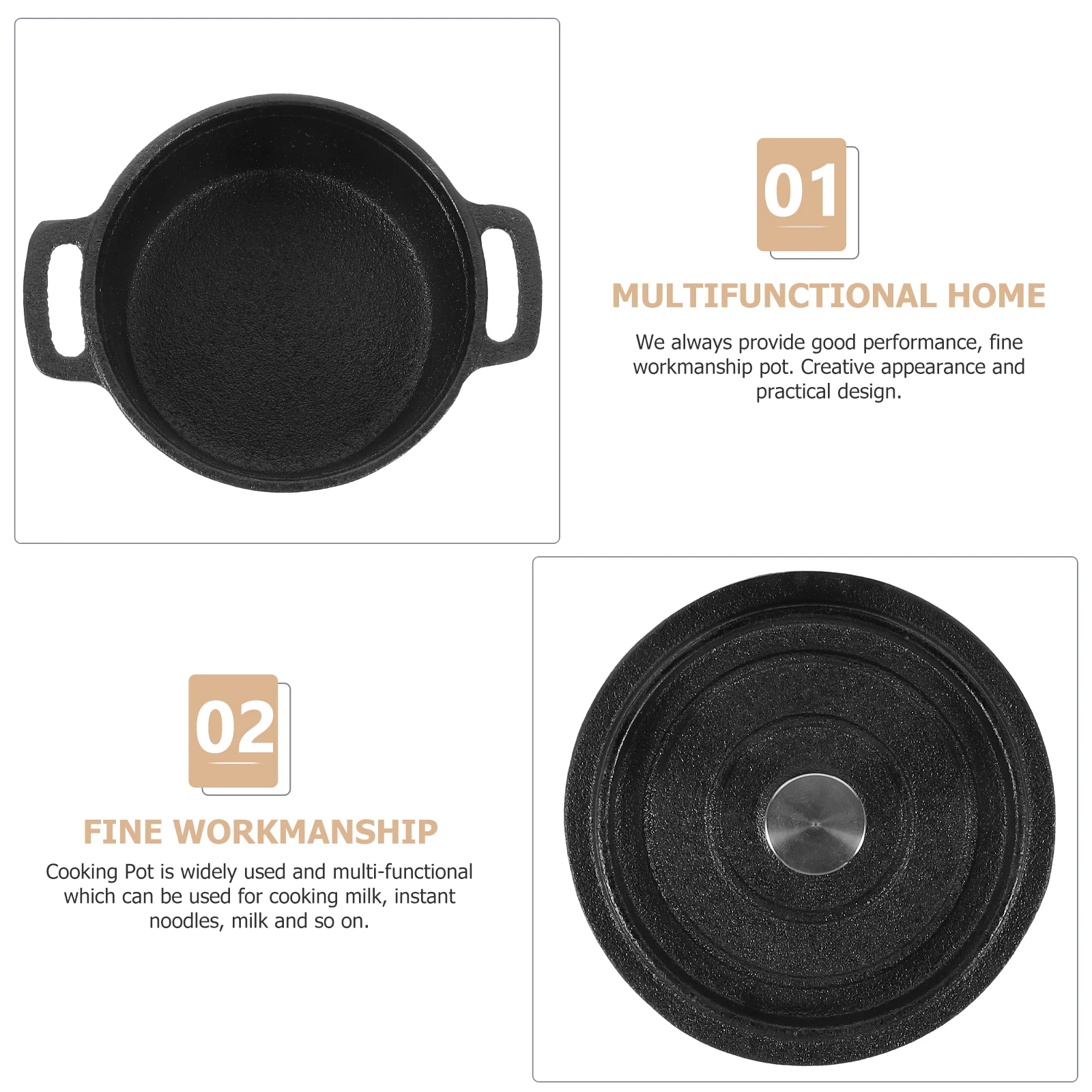 

Mini Milk Pot Small Cooking Pan with Lid Cast Iron Pots Lids Spout Steam Food Boiling Water Multifunctional Kitchenware