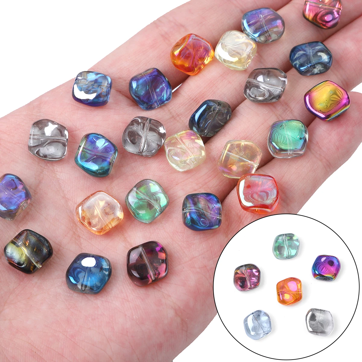 

20PCS 12x11mm Corrugated AB Shiny Glass Beads For DIY Bracelet Accessory Earrings Jewelry Making Supplies Irregular Crystal Bead