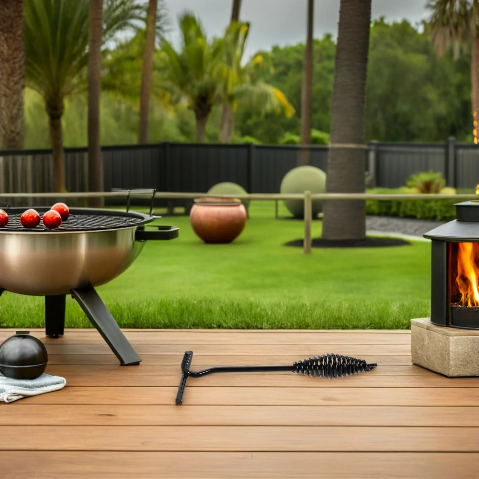 Levantador de tampa de ferro fundido de 25cm com aperto espiral ergonômico gancho universal para tampa de panela para forno holandês cozinha ao ar livre equipamento de acampamento