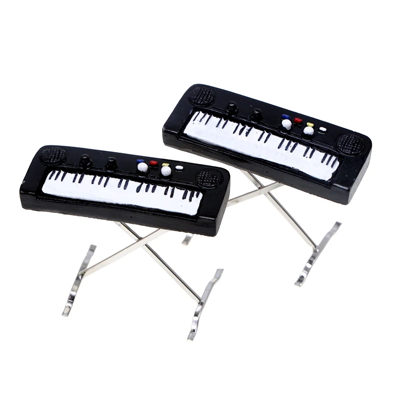 1 Stuk 1:12 Poppenhuis Miniatuur Elektronisch Toetsenbord Piano Muziekinstrument Model Versiering Home Decor Speelgoed Pop Huis Accessoires