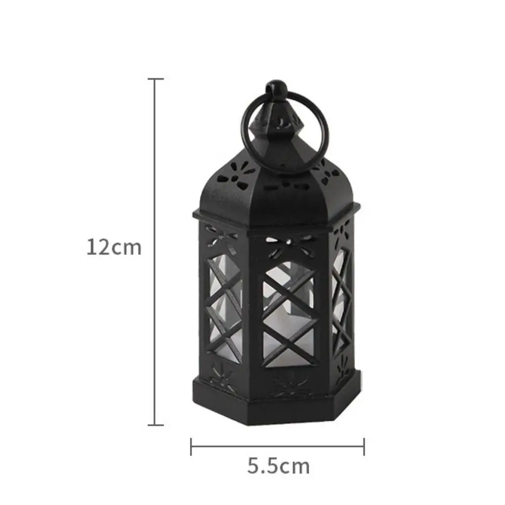 Lampada da tavolo retrò in plastica retrò Piccola lampada a candela creativa Lampada a vento esagonale portatile Display creativo