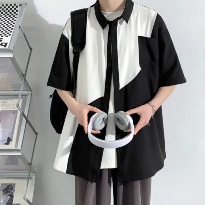 

Vintage HK Summer 3 Piece Unisex Outfit Lightweight Short Sleeve Shirt Relaxed Pants Set for Urban Streetwear Travel Breathable