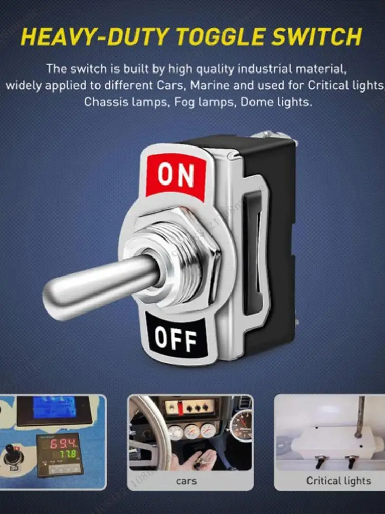 Heavy Duty Car Boat On Off 12V Toggle Flick Switches with Waterproof Cover Car Rocker On Off SPST Terminal Auto Toggle Switch